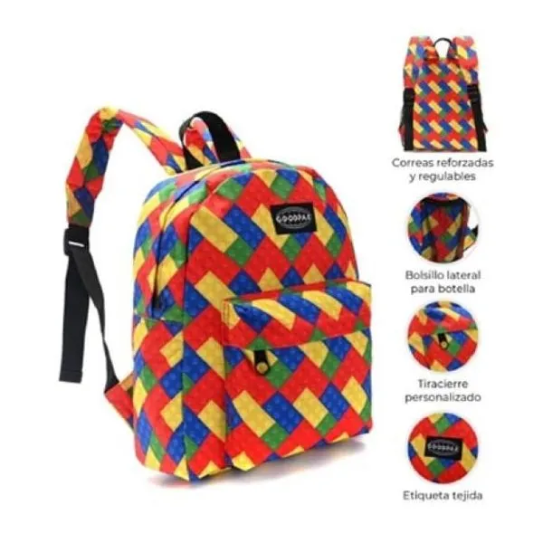 Mochila goodpak print bloques 31 x27 x10.5, 12