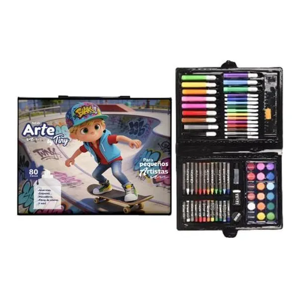 Set de Arte skate valija plástica 80 piezas Tiny 33 22 cm