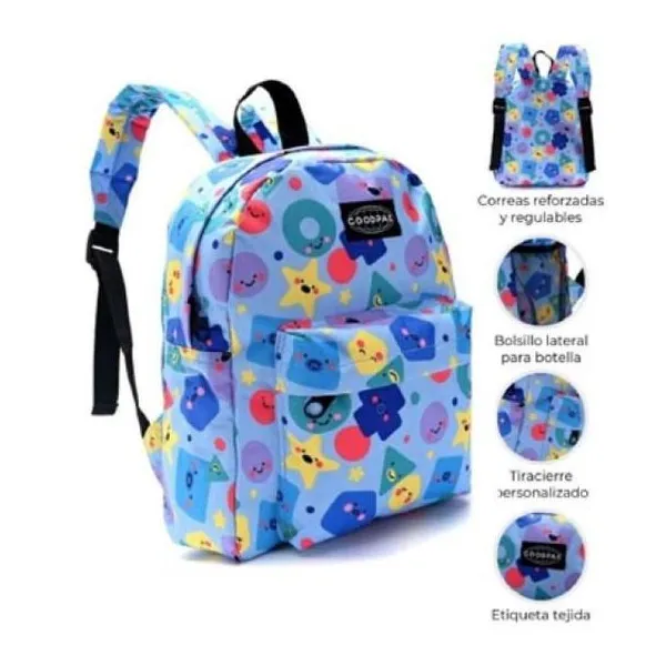 Mochila goodpak print formas celeste 31 x27 x10.5, 12