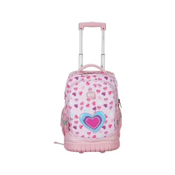 Mochila 18.5" con carro corazones rosa elf