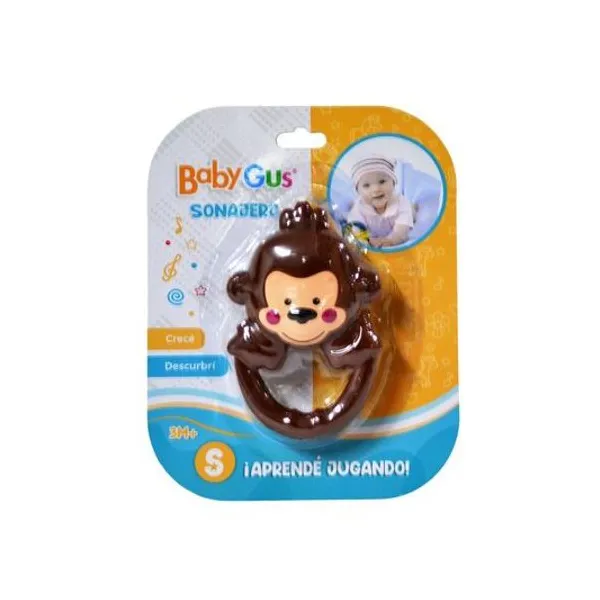 Sonajero monito baby gus en blister 15x19x4 cm