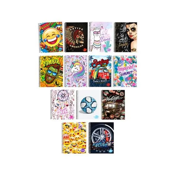 Cuaderno 16x21 rayado 100h tapa dura con espiral mix new ii x01 modelos surtidos inkdrop