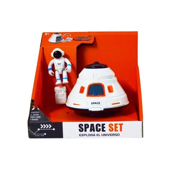 Nave espacial con astronauta con luz y sonido 17x13x15 cm