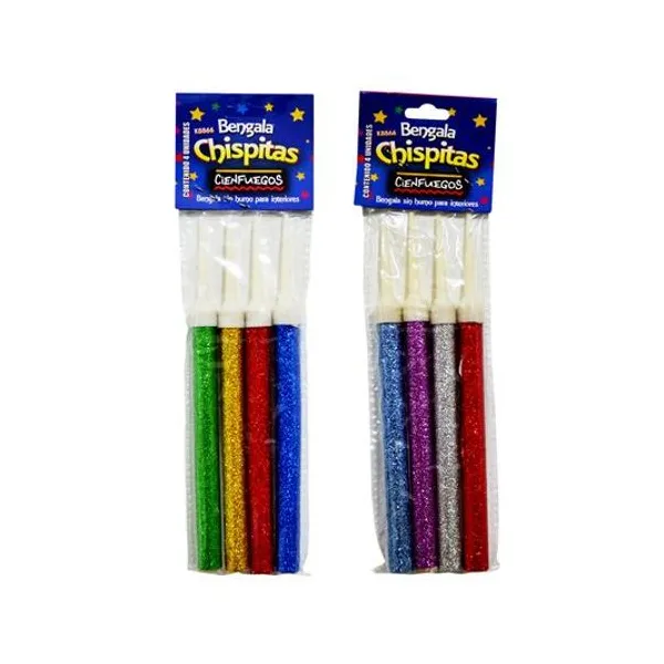 Bengala sin humo finita chispitas con glitter x4