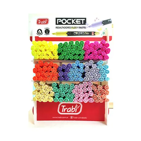 Resaltador trabi pocket fluo exhib.x 216 unid.