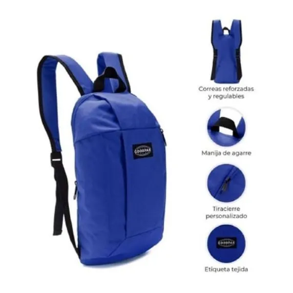 Mochila goodpak bolsillo delantero con manija azul francia 21 x14 x31 cm