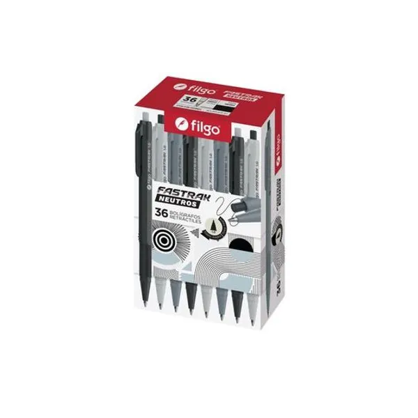 Bolígrafo retractil 1 mm tinta azul fastrack neutro caja x36 unidades Filgo