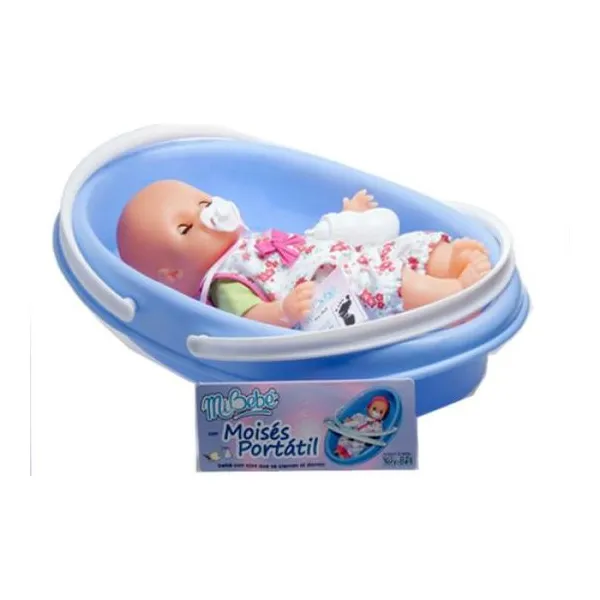 Mi bebé moises portatil con vest. surt y ojos moviles. 33 cm