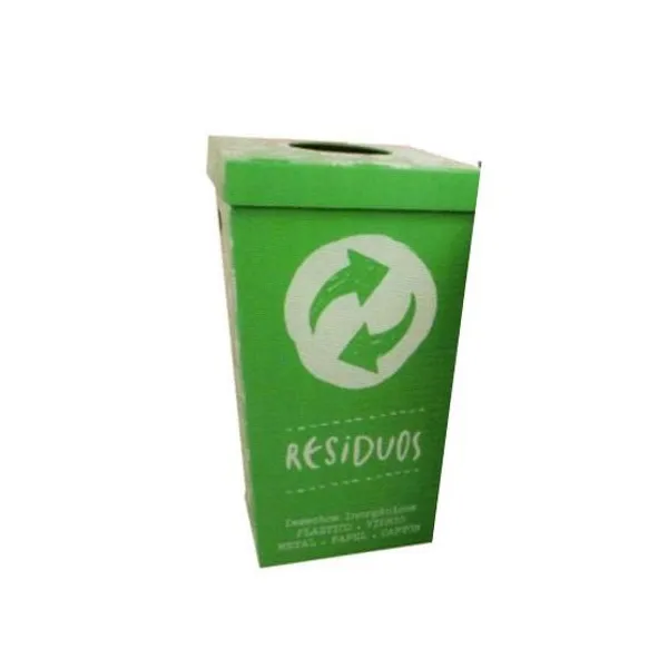 Cesto para residuos plana n.° 865 plast.microc.con tapa verde