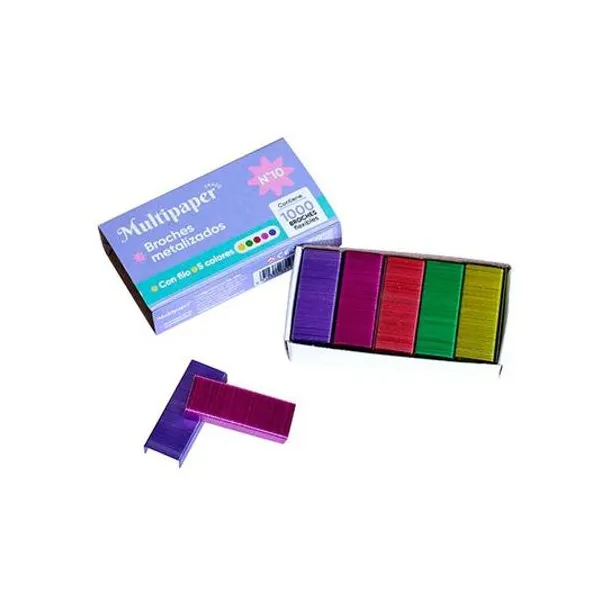 Broche n.° 10/50 caja x1000 metalizados multicolor multipaper
