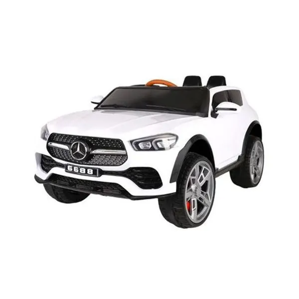 Auto mercedes blanco a batería 12v con luz, sonido y control remoto 125x65x45 cm