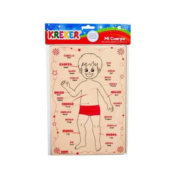 Juego de encastre de goma eva el cuerpo humano bilingue 22x33 cm Kreker