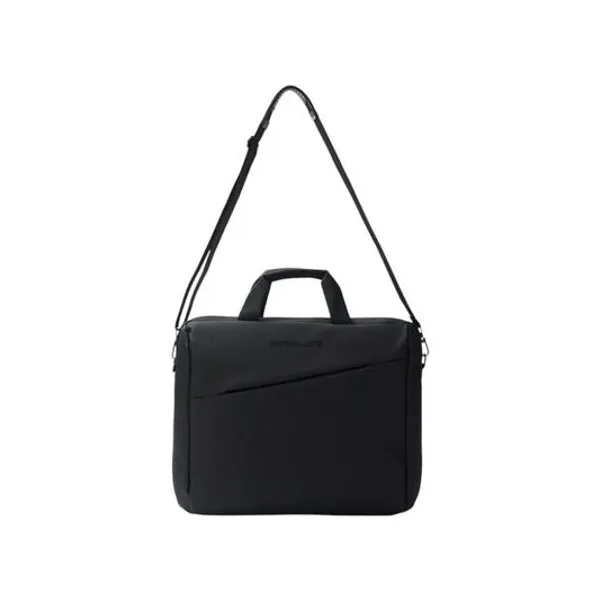 Maletin portanotebook impermeable negro con cinta para valija 41x31x8 cm wanderlust
