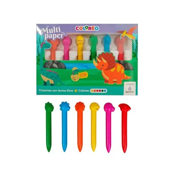 Crayón jumbo con formas dino caja x6 multipaper - cra
