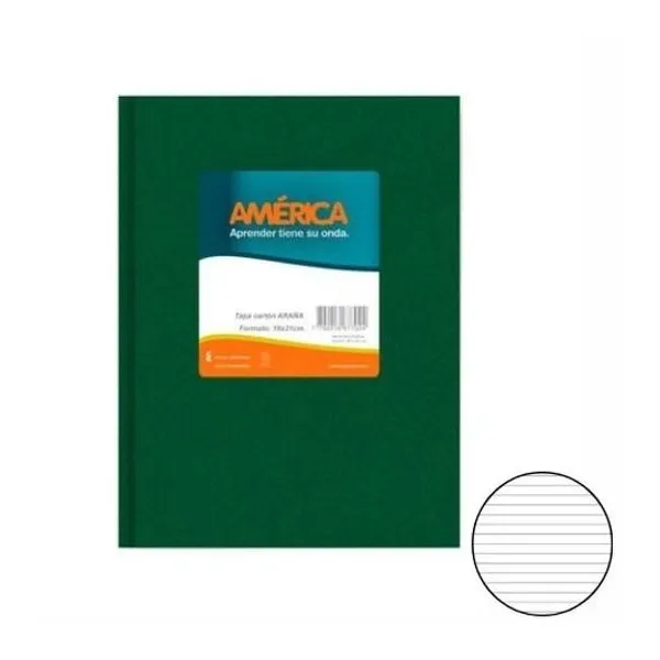 Cuaderno 16x21 rayado t/d araña verde 82h América