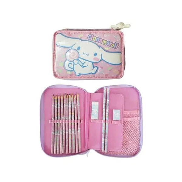 Cartuchera 1 piso pvc sanrio cinnamoroll con útiles 14 piezass Cresko