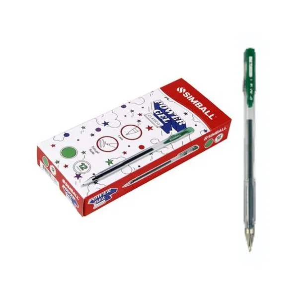 Bolígrafo roller power gel verde caja x12 unidades Simball