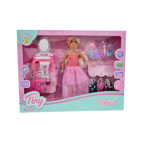 Muñeca Tiny con accesorios 17 piezas en caja 42x32x6 cm