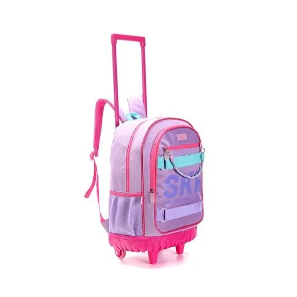 Mochila 18" con carro think happy cromatico rosa Skora