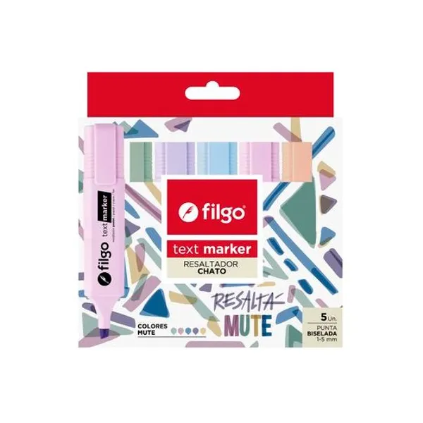 Resaltador punta biselada mute text marker caja x5 Filgo
