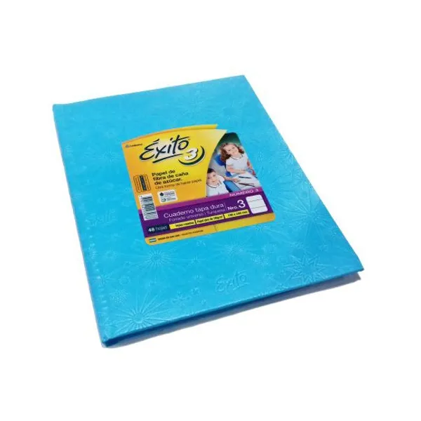 Cuaderno tapa dura Éxito 3 forr.19x23,5 x48 hs.ray.turquesa
