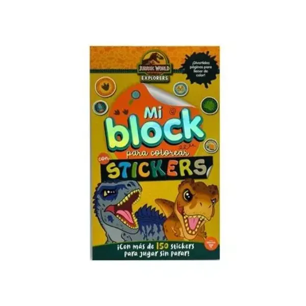 Libro editorial vertice mi block para colorear jurassic world