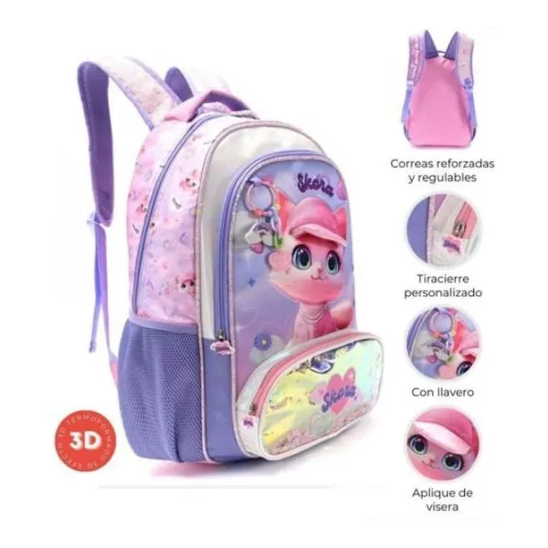 Mochila 18" think happy lumo con llavero 32 x45 x15