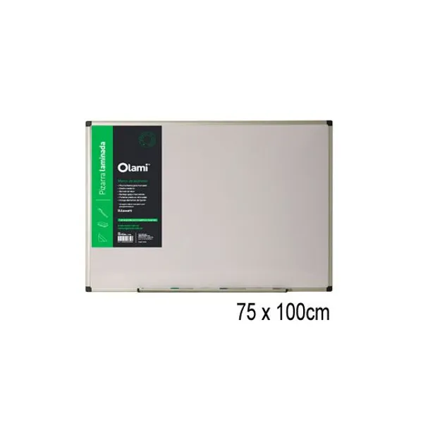 Pizarra lamin.blanca olami 75 x100 cmcon borde aluminio