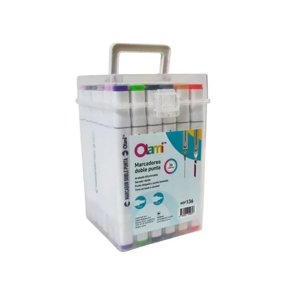 Marcador doble punta 2.5 mm caja x36 unidades olami
