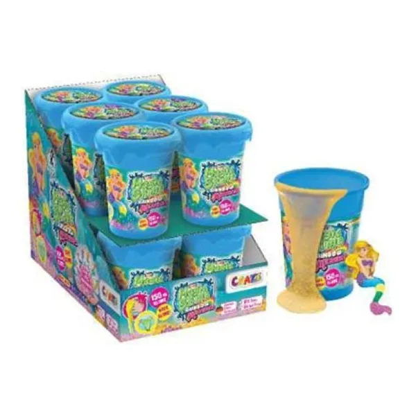 Craze - slime - surprise mermaid - caja exhibidora - slime pote con sorpresa - 6 c