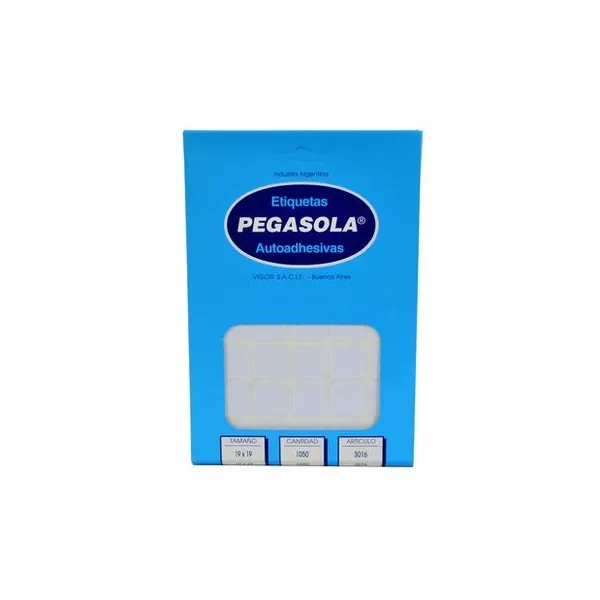 Etiquetas ueta autoadhesiva blanca 19x19 mm caja 35 unidades x30 hojas pegasola