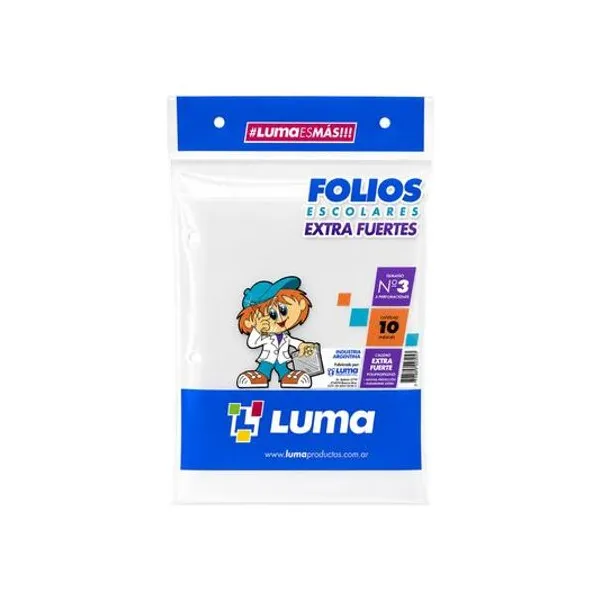 Folio escolar extra fuerte bolsa x10 luma