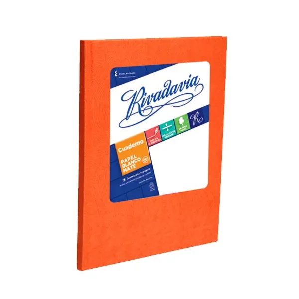 Cuaderno tapa dura Rivadavia forr. x50 hs.ray. naranja