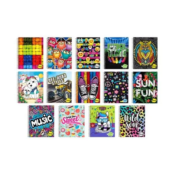 Cuaderno 22x29 rayado 80h semi rigido con espiral mix i x1 modelos surtidos inkdrop