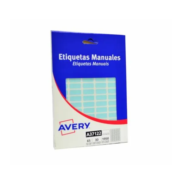 Etiquetas ueta autoadhesiva pastel celeste 8.1x19.4 mm caja 65 unidades x30 hojas avery a37122
