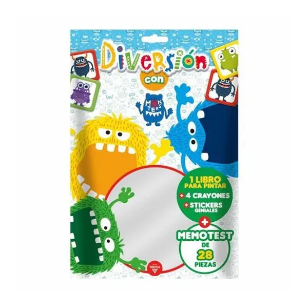 Libro para pintar con domino diversion con monstruos en blister 15.5x23 cm
