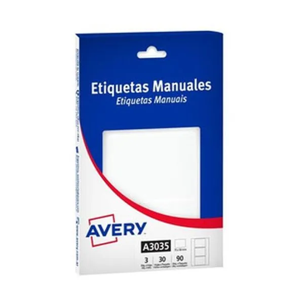 Etiquetas ueta autoadhesiva blanca 75x50 mm caja 3 unidades x30 hojas hjs avery