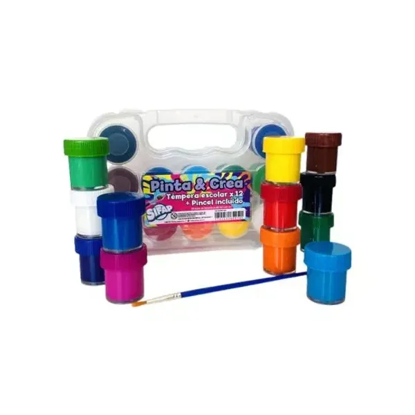 Set Sifap "pinta y crea" témpera potes valija x12 + pincel