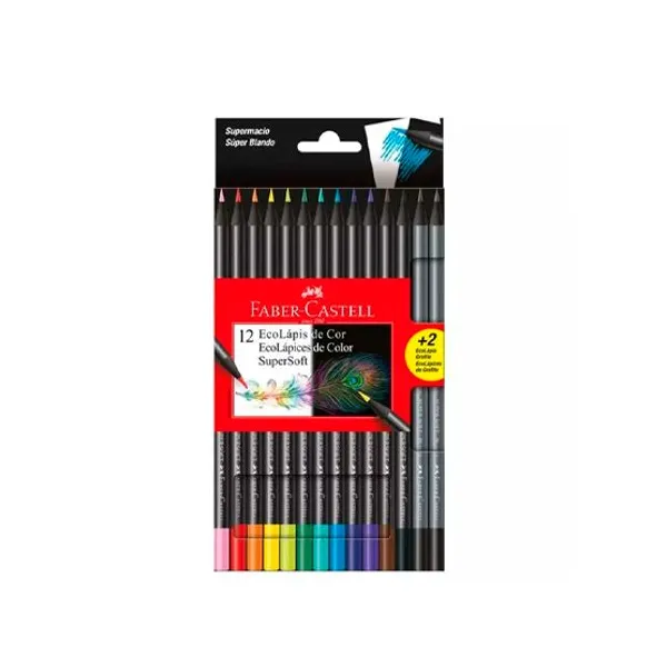 Lápices de colores Faber-Castell super soft metal largos x12 unid.