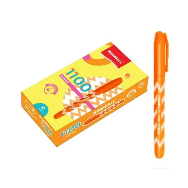 Resaltador fino redondo 1100 naranja caja x12 unidades Simball