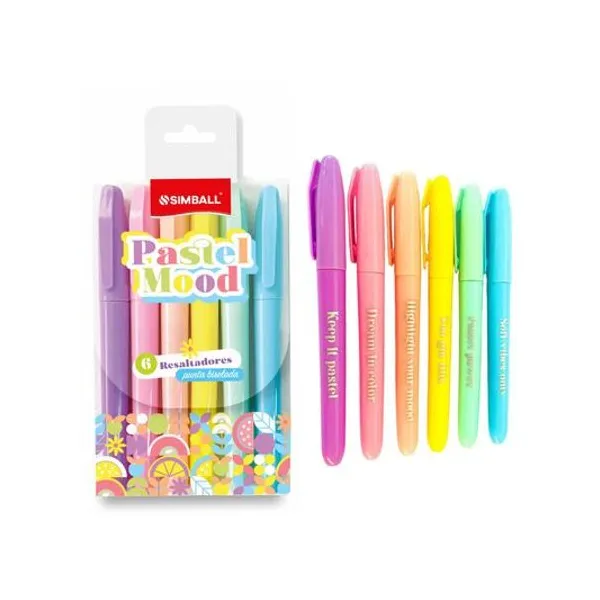 Resaltador fino pastel mood caja x6 unidades Simball
