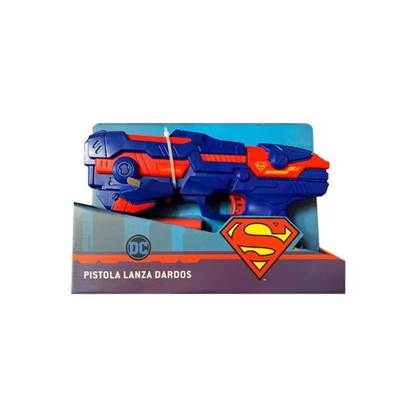 Pistola lanza dardos superman en caja 25x17x6 cm