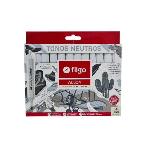 Marcador doble punta neutros alloy caja x12 Filgo - a
