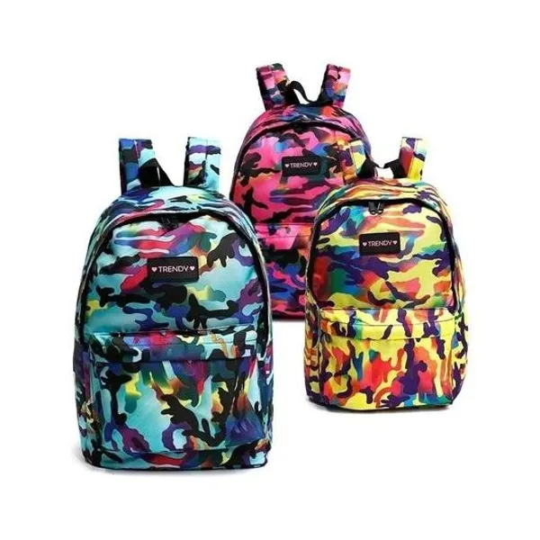 Mochila 17" espalda camuflada x unidad colores surtidos Trendy