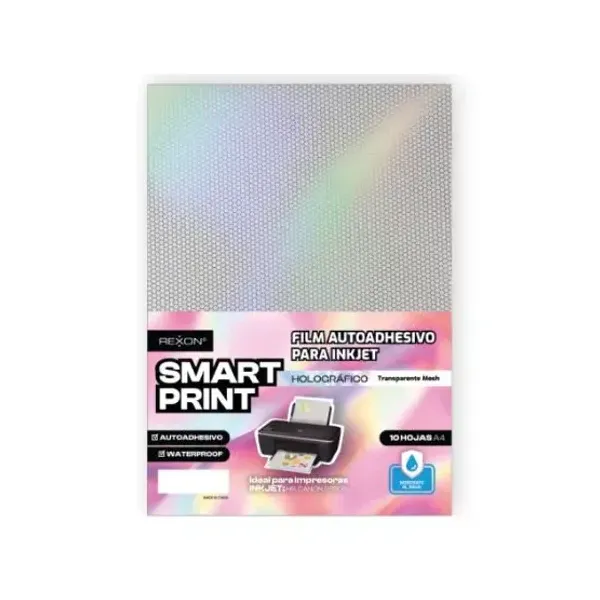 Film autoadhesivo para inkjet rexon holo transparente mesh a4 x10 hjs.