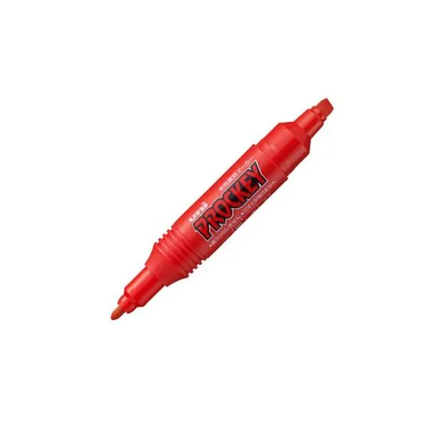 Of.marcador permanente doble punta Uni prockey pm 150 rojo