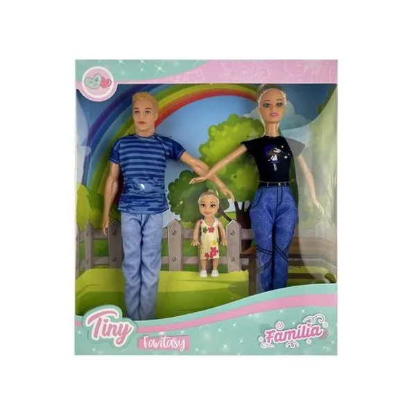 Muñeca Tiny con familia 3 piezas en caja 33x29x5 cm