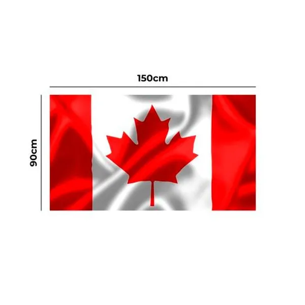 Bandera con logo canada emblemas 90x1.50 mts