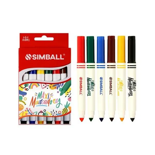 Marcador escolar maxi jumbo punta conica caja x6 unidades Simball