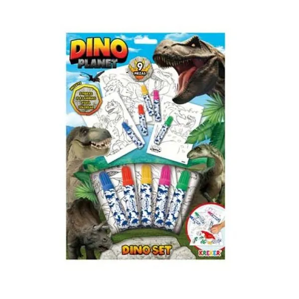 Set de coloreo con 5 fibrones + hojas con impresión para pintar.